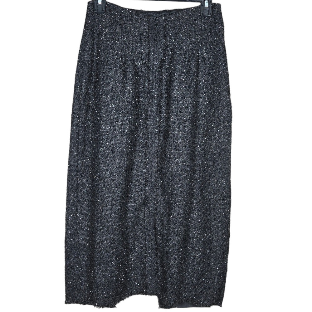 Tuckernuck Pomander Place Laurelle Tweed Midi Skirt Small NWT Shimmer Black - Picture 4 of 12